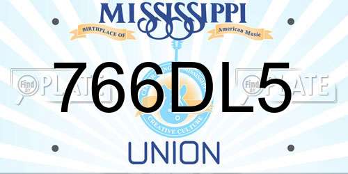 766DL5 Mississippi License Plate