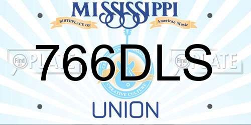 766DLS Mississippi License Plate