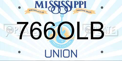 766OLB Mississippi License Plate