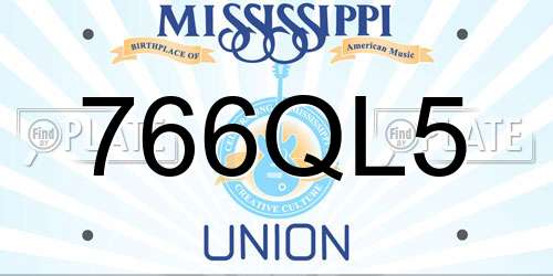 766QL5 Mississippi License Plate
