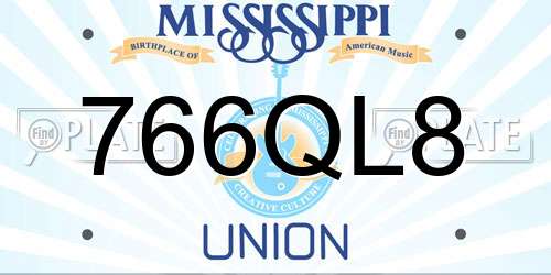 766QL8 Mississippi License Plate