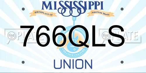 766QLS Mississippi License Plate