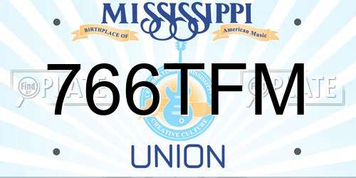 766TFM Mississippi License Plate