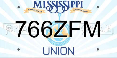 766ZFM Mississippi License Plate