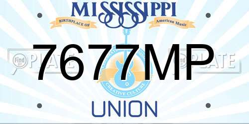 7677MP Mississippi License Plate