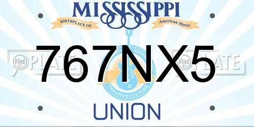 767NX5 Mississippi License Plate