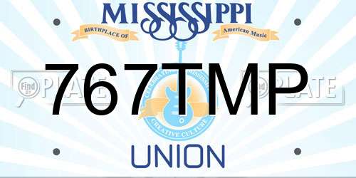 767TMP Mississippi License Plate