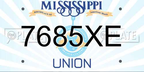 7685XE Mississippi License Plate