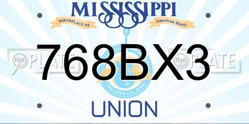 768BX3 Mississippi License Plate