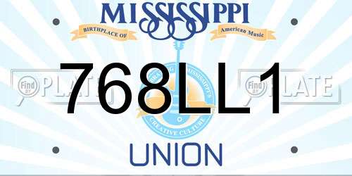 768LL1 Mississippi License Plate