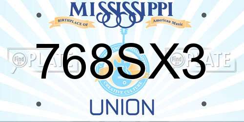 768SX3 Mississippi License Plate