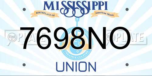 7698NO Mississippi License Plate