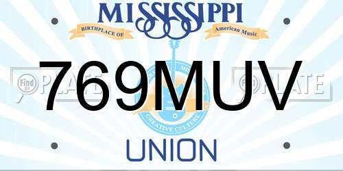 769MUV Mississippi License Plate