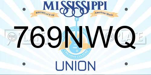 769NWQ Mississippi License Plate