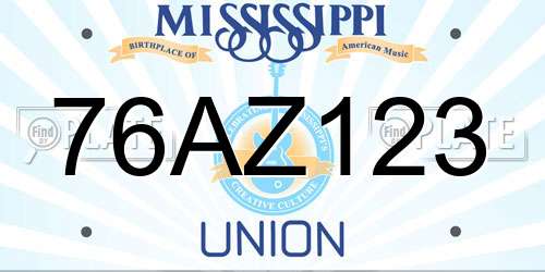 76AZ123 Mississippi License Plate