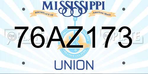 76AZ173 Mississippi License Plate