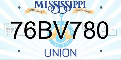 76BV780 Mississippi License Plate