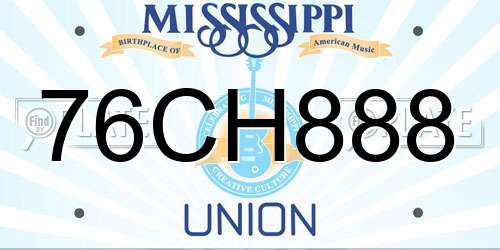76CH888 Mississippi License Plate