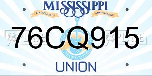 76CQ915 Mississippi License Plate