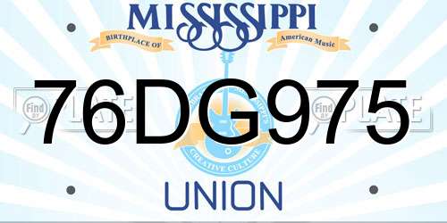 76DG975 Mississippi License Plate