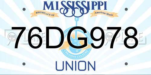 76DG978 Mississippi License Plate
