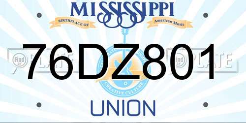76DZ801 Mississippi License Plate