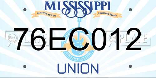 76EC012 Mississippi License Plate
