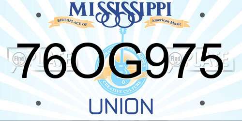 76OG975 Mississippi License Plate
