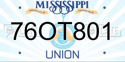 76OT801 Mississippi License Plate