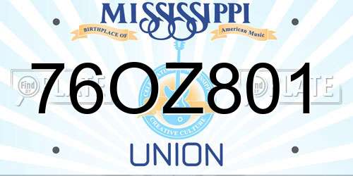 76OZ801 Mississippi License Plate