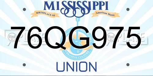 76QG975 Mississippi License Plate