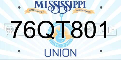 76QT801 Mississippi License Plate