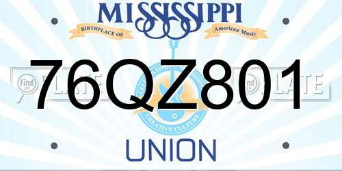 76QZ801 Mississippi License Plate