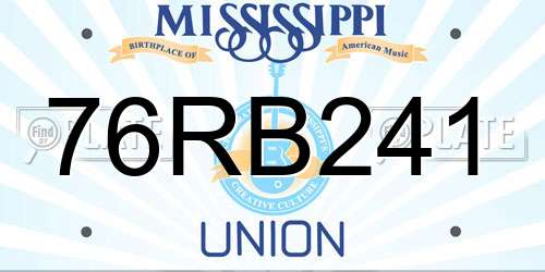 76RB241 Mississippi License Plate
