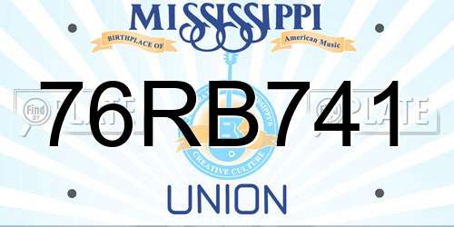 76RB741 Mississippi License Plate