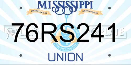 76RS241 Mississippi License Plate