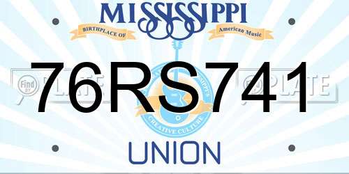 76RS741 Mississippi License Plate