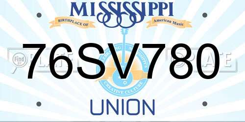 76SV780 Mississippi License Plate