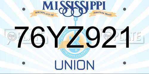 76YZ921 Mississippi License Plate
