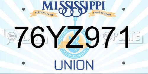 76YZ971 Mississippi License Plate