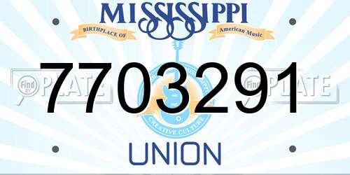 7703291 Mississippi License Plate
