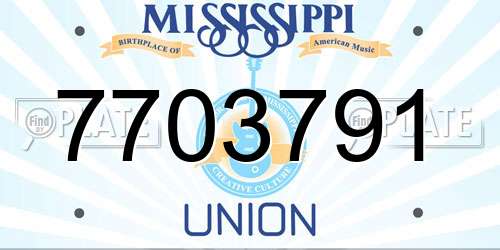 7703791 Mississippi License Plate