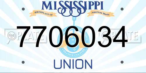 7706034 Mississippi License Plate