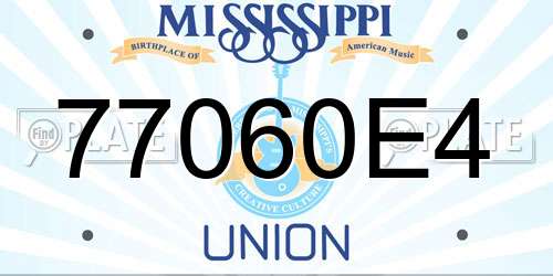 77060E4 Mississippi License Plate
