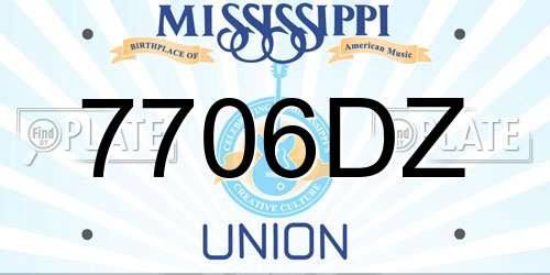7706DZ Mississippi License Plate