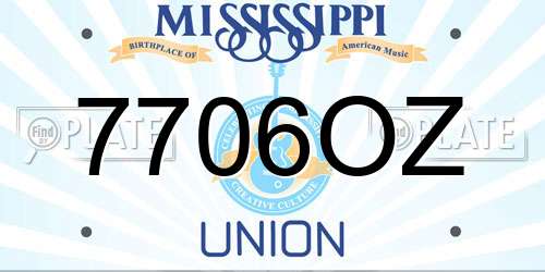 7706OZ Mississippi License Plate