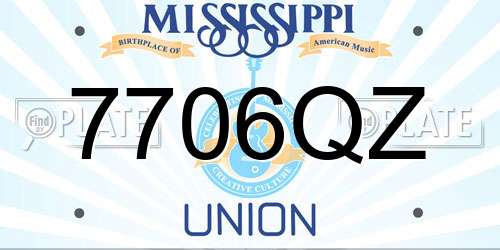7706QZ Mississippi License Plate