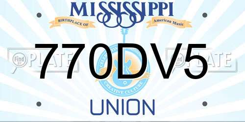 770DV5 Mississippi License Plate