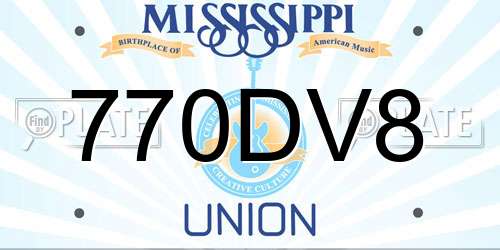 770DV8 Mississippi License Plate