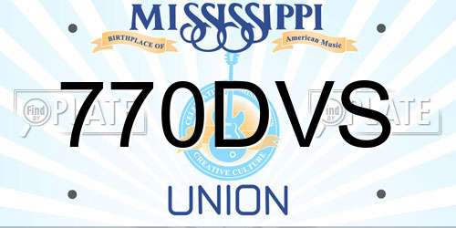 770DVS Mississippi License Plate